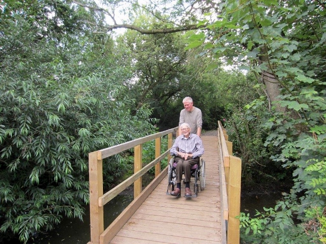 Wheelchair on new bridge